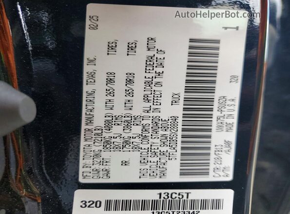 5TFLA5DB5SX288840 2025 TOYOTA TUNDRA Black VIN sticker view
