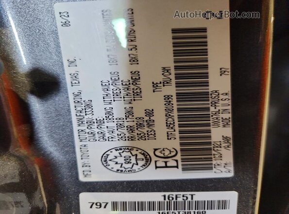 5TFLA5ECXPX018498 2023 TOYOTA TUNDRA Charcoal ძრავის განყოფილების ხედი