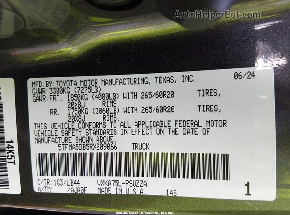 5TFMA5DB5RX209066 2024 TOYOTA TUNDRA Gray Vista del compartimento del motor