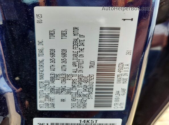 5TFMA5DB6SX279293 2025 TOYOTA TUNDRA Blue Вид підкапотного простору