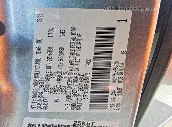 5TFMC5DB8PX030270 2023 TOYOTA TUNDRA Silver Շարժիչի բաժամունքի տեսք