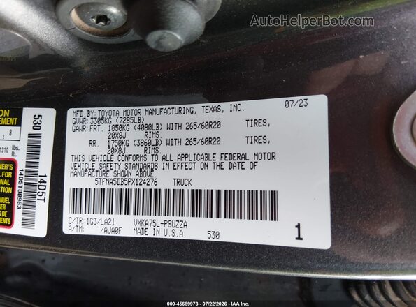 5TFNA5DB5PX124276 2023 TOYOTA TUNDRA Gray Engine compartment view