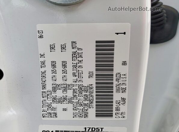 5TFNA5EC6PX019074 2023 TOYOTA TUNDRA Белый Вид наклейки с VIN-кодом