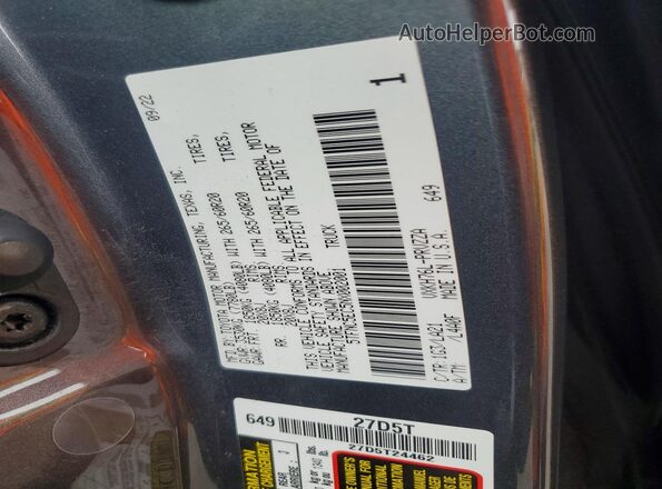 5TFNC5EC5NX002001 2022 TOYOTA TUNDRA Gray Vista de la etiqueta del VIN
