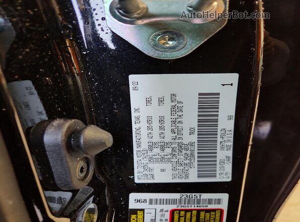 5TFPC5DB0NX011092 2022 TOYOTA TUNDRA Black VIN კოდის სტიკერის ხედი