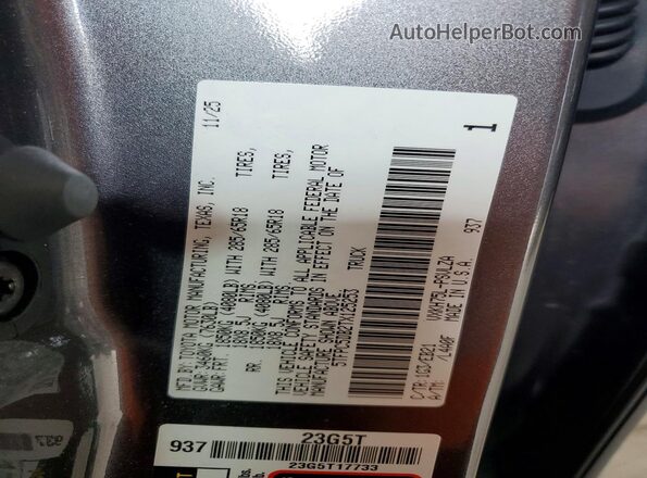 5TFPC5DB2TX125253 2026 TOYOTA TUNDRA Charcoal VIN կոդի պիտակի տեսք