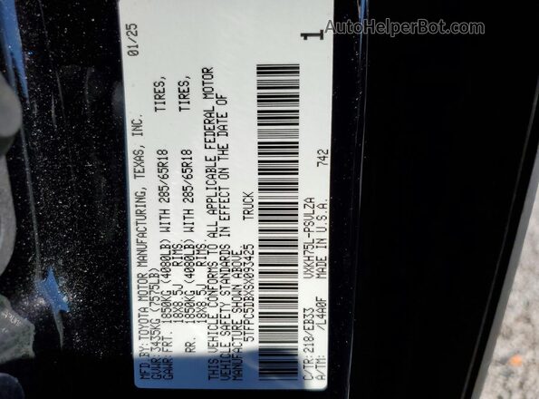 5TFPC5DBXSX093425 2025 TOYOTA TUNDRA Black Vista del compartimento del motor