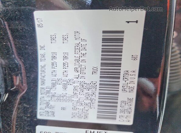 5TFRM5F15HX120243 2017 TOYOTA TUNDRA Black Vista del compartimento del motor