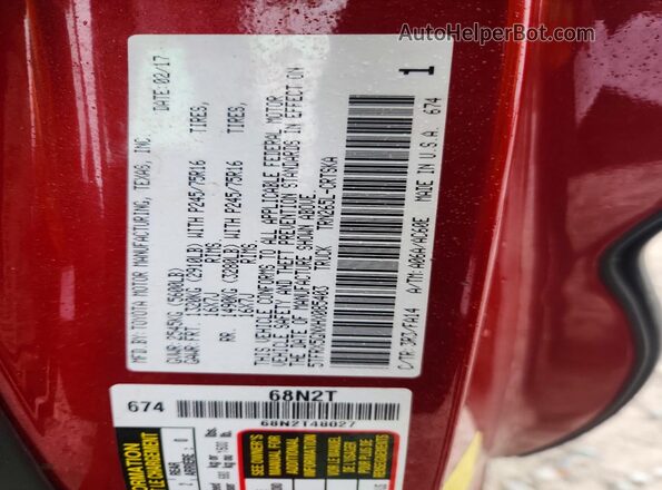 5TFRX5GNXHX085403 2017 TOYOTA TACOMA Red VIN sticker view