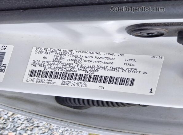 5TFSW5F19GX200946 2016 TOYOTA TUNDRA Белый Вид подкапотного пространства