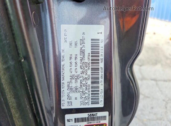 5TFSX5EN4KX070102 2019 TOYOTA TACOMA Gray Вид підкапотного простору