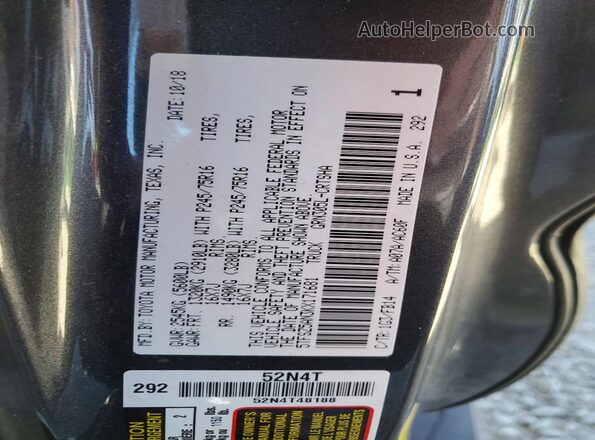 5TFSZ5AN3KX171681 2019 TOYOTA TACOMA Gray ძრავის განყოფილების ხედი