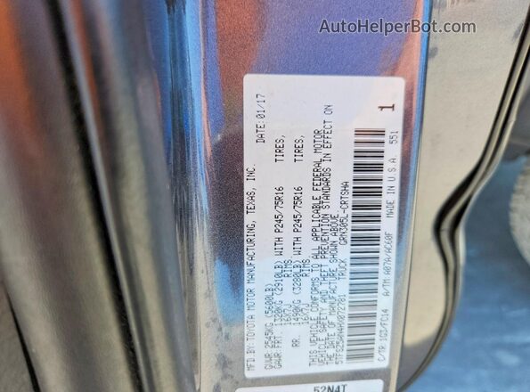 5TFSZ5AN4HX072781 2017 TOYOTA TACOMA Charcoal Engine compartment view