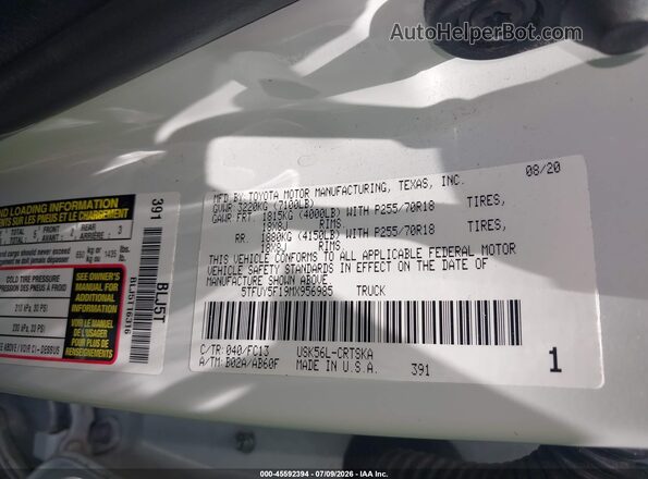 5TFUY5F19MX956985 2021 TOYOTA TUNDRA Белый Вид подкапотного пространства