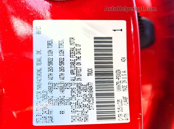 5TFVC5DB4RX040477 2024 TOYOTA TUNDRA Red Вид підкапотного простору