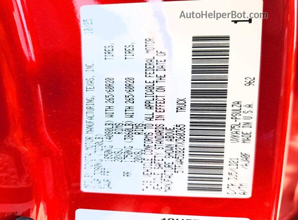 5TFWA5DB2TX360365 2026 TOYOTA TUNDRA Red Вид підкапотного простору