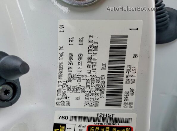 5TFWA5DB8SX267039 2025 TOYOTA TUNDRA White Շարժիչի բաժամունքի տեսք