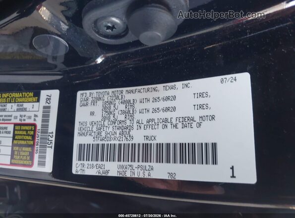 5TFWA5DBXRX217639 2024 TOYOTA TUNDRA Black Շարժիչի բաժամունքի տեսք