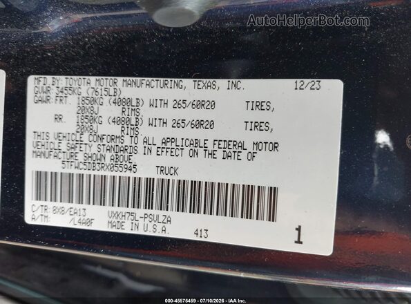 5TFWC5DB3RX055945 2024 TOYOTA TUNDRA HYBRID Blue ძრავის განყოფილების ხედი