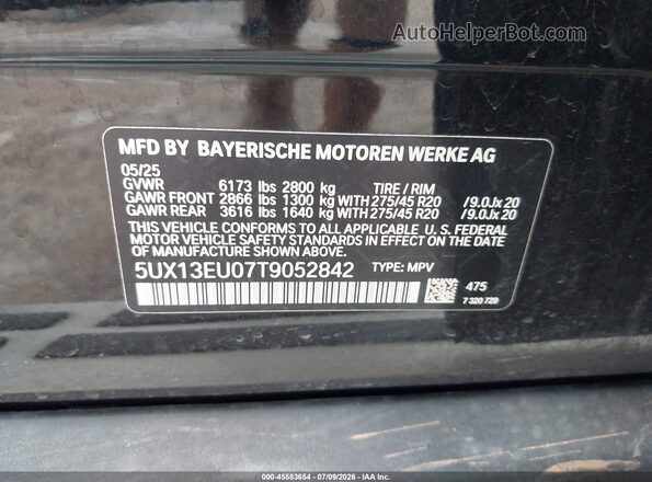 5UX13EU07T9052842 2026 BMW X5 Black Engine compartment view