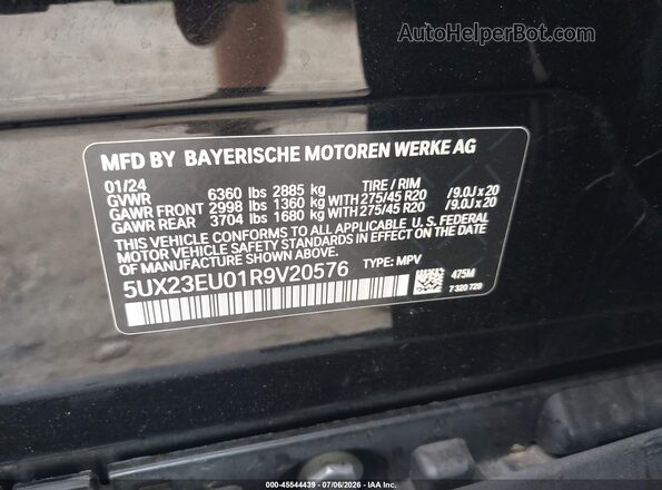 5UX23EU01R9V20576 2024 BMW X5 Black Вид підкапотного простору