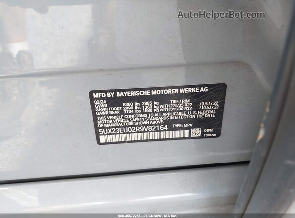5UX23EU02R9V82164 2024 BMW X5 Blue Widok komory silnika