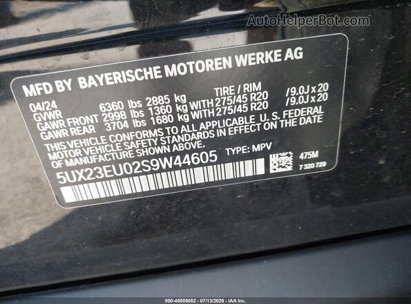 5UX23EU02S9W44605 2025 BMW X5 Black ძრავის განყოფილების ხედი