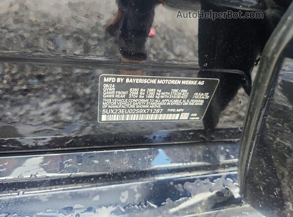 5UX23EU02S9X71287 2025 BMW X5 Black Вид наклейки з VIN-кодом