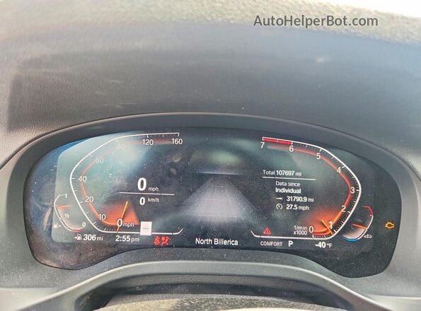 5UX2V1C09L9B67132 2020 BMW X4 White Вид щитка приладів