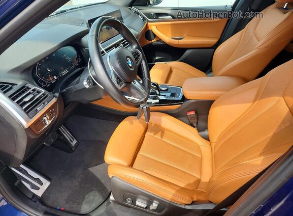 5UX33DT03N9K73863 2022 BMW X4 Blue Widok wnętrza z przodu