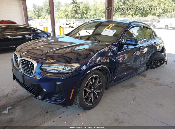 5UX33DT03P9P13163 2023 BMW X4 Blue წინა მარცხენა ხედი სამი მეოთხედიდან
