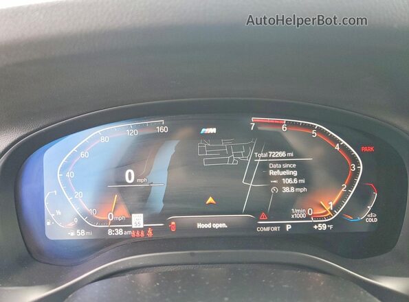 5UX33DT0XP9P10129 2023 BMW X4 White Instrument cluster view