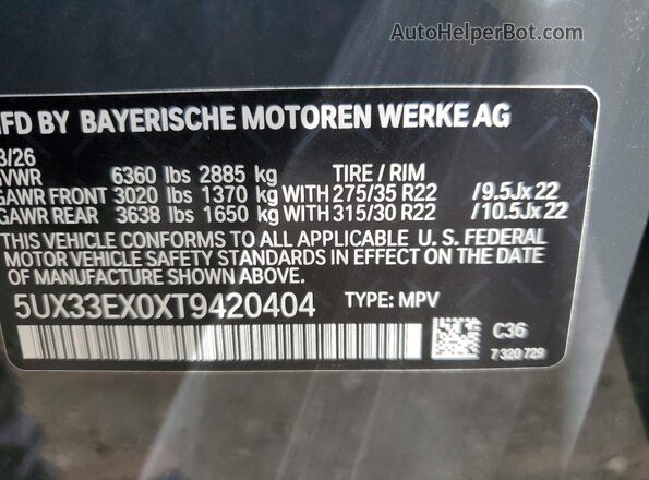 5UX33EX0XT9420404 2026 BMW X6 Gray Vista del compartimento del motor
