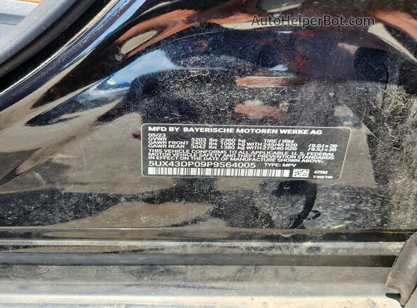 5UX43DP09P9S64005 2023 BMW X3 Black VIN კოდის სტიკერის ხედი