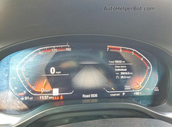 5UX43DP0XN9K51941 2022 BMW X3 Blue Вид щитка приладів