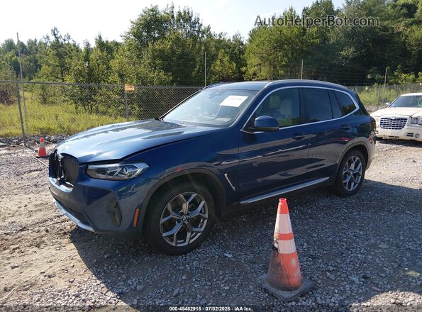 5UX43DP0XN9N06037 2022 BMW X3 Синий Передняя левая четверть