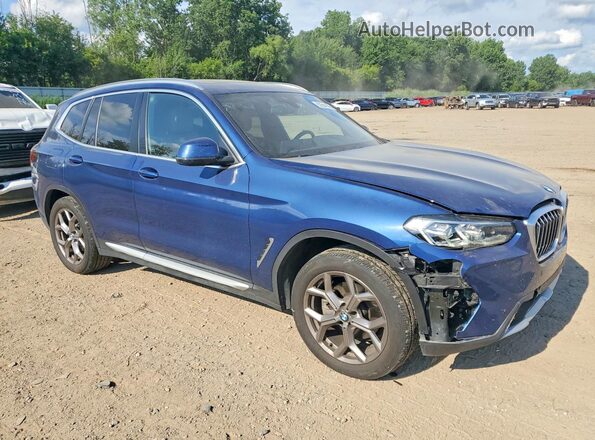 5UX53DP00N9K66629 2022 BMW X3 Blue Przód prawy
