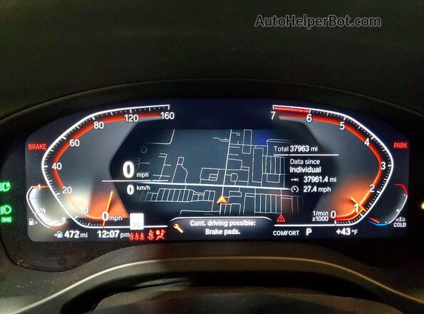 5UX53DP01N9J63154 2022 BMW X3 Blue Սարքավորումների վահանակի տեսք