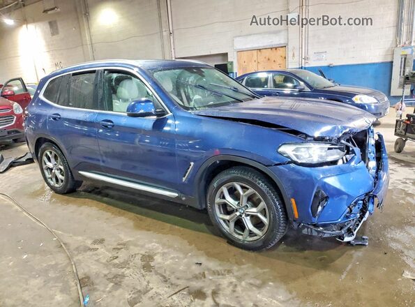 5UX53DP01N9J63154 2022 BMW X3 Blue Առջևի աջ