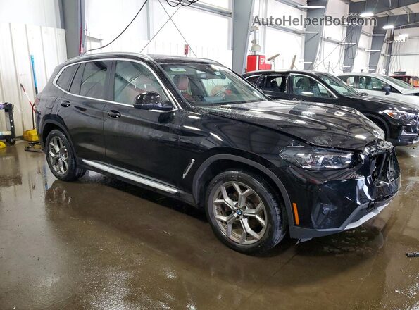 5UX53DP03N9K73381 2022 BMW X3 Black Передня права чверть