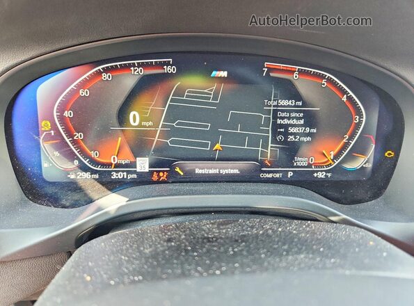 5UX53DP03N9M07225 2022 BMW X3 Blue ხელსაწყოთა პანელის ხედი