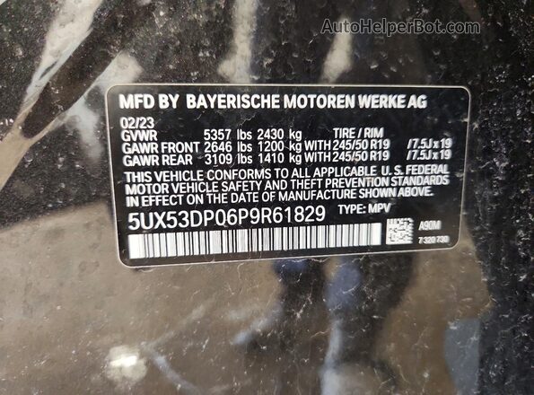 5UX53DP06P9R61829 2023 BMW X3 Charcoal Սալոնի 360 աստիճան տեսք