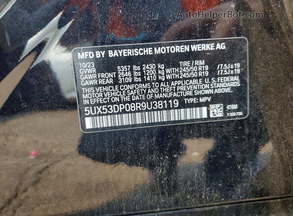 5UX53DP08R9U38119 2024 BMW X3 Black ძრავის განყოფილების ხედი