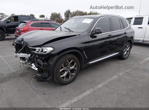 5UX53DP09N9J19970 2022 BMW X3 Black Առջևի ձախ երեք քառորդ տեսարան