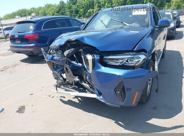 5UX53DP09N9N31029 2022 BMW X3 Blue Вид спереду