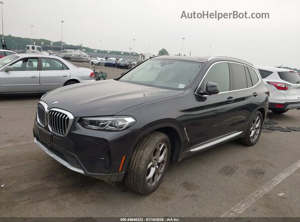 5UX53DP09N9N39857 2022 BMW X3 Black წინა მარცხენა ხედი სამი მეოთხედიდან