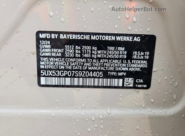 5UX53GP07S9Z04405 2025 BMW X3 Beige 360 interior view