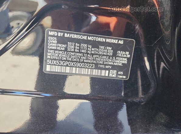 5UX53GP0XS9003223 2025 BMW X3 Black Панорамний вид салону 360°