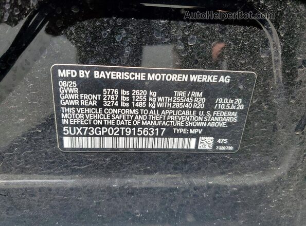 5UX73GP02T9156317 2026 BMW X3 Черный Вид наклейки с VIN-кодом