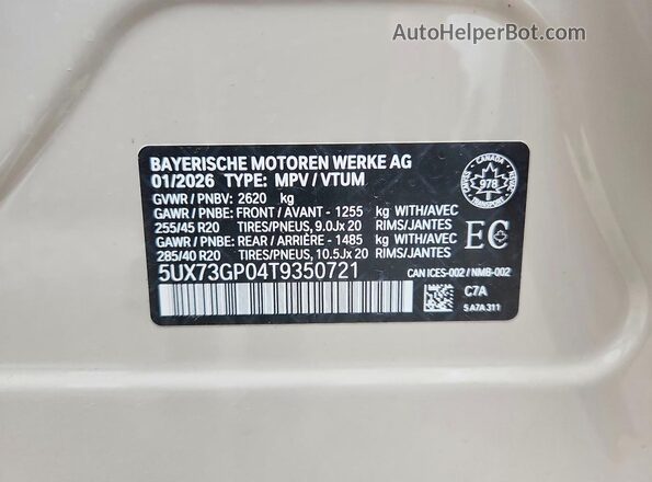 5UX73GP04T9350721 2026 BMW X3 Gray Widok wnętrza 360 stopni